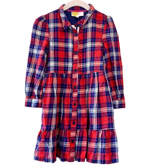 Mini Boden Other - MINI BODEN Plaid Dress Girls 5-6 5T 116cm Cozy Cotton Holiday Tartan Winter